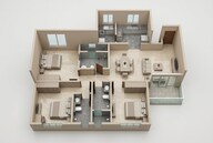 Floor plan of 3 BHK 1490 Sq. Ft. Apartment in Sobha Royal Pavilion, Bangalore