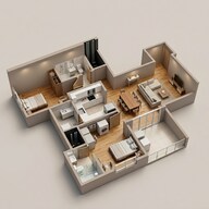 Floor plan of 2 BHK 1302 Sq. Ft. Apartment in Sobha Royal Pavilion, Bangalore