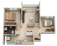 Floor plan of 1 BHK 470 Sq. Ft. Apartment in Rohan Upavan Phase IV, Bangalore