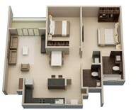 Floor plan of 2 BHK 620 Sq. Ft. Apartment in Rohan Upavan Phase IV, Bangalore