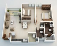 Floor plan of 2 BHK 750 Sq. Ft. Apartment in Rohan Upavan Phase IV, Bangalore