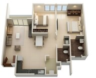 Floor plan of 3 BHK 860 Sq. Ft. Apartment in Rohan Upavan Phase IV, Bangalore