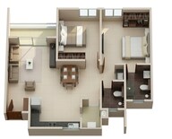 Floor plan of 2 BHK 620 Sq. Ft. Apartment in Rohan Upavan Phase V, Bangalore