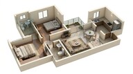 Floor plan of 2 BHK 867 Sq. Ft. Apartment in Prestige Primrose Hills Phase II, Bangalore