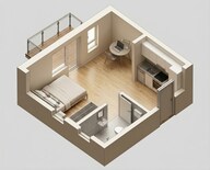 Floor plan of 1 BHK 407 Sq. Ft. Apartment in Godrej Ananda, Bangalore
