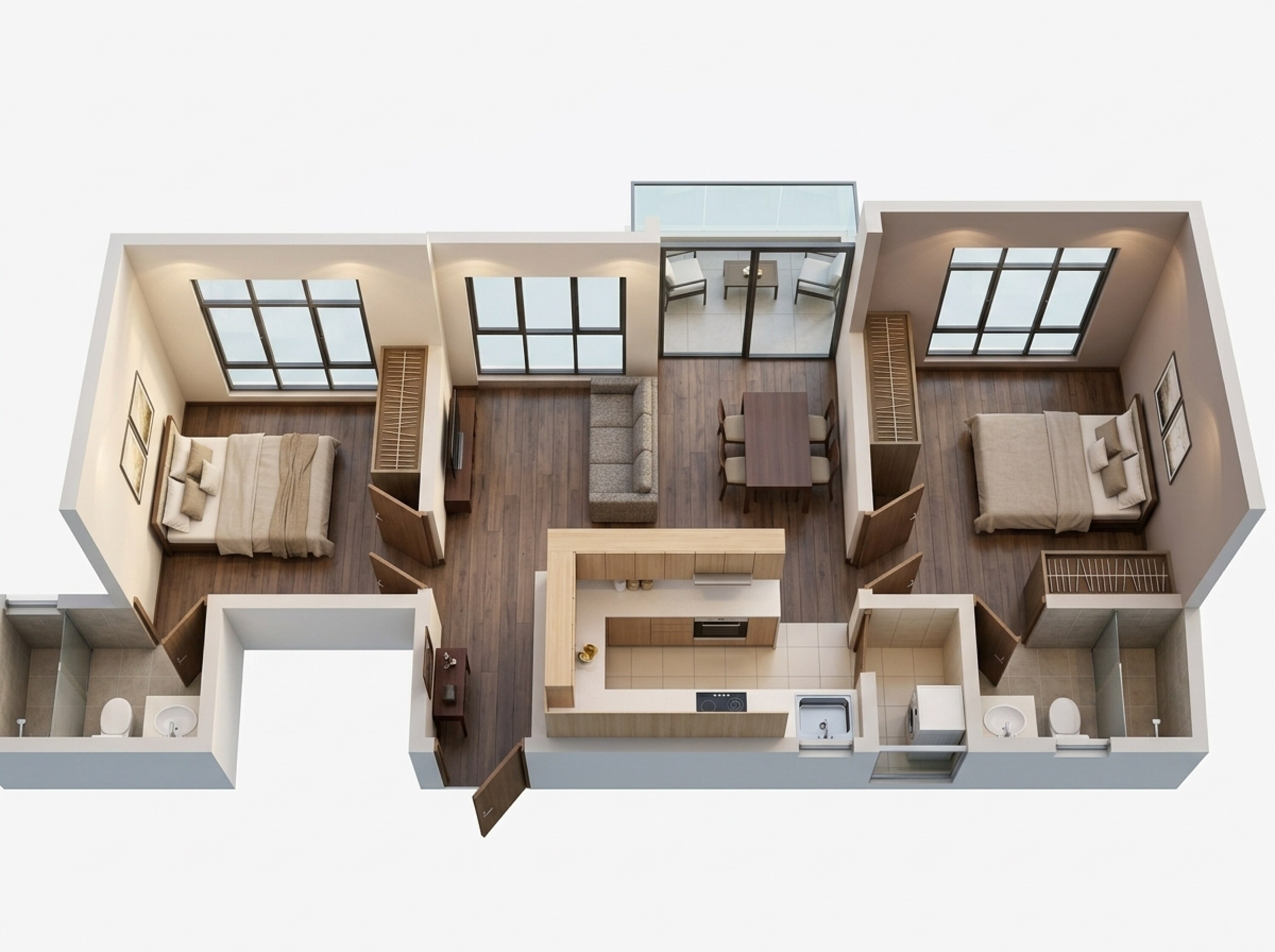 Floor plan of 2 BHK 1092 Sq. Ft. Apartment in Godrej Ananda, Bangalore