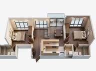 Floor plan of 2 BHK 1092 Sq. Ft. Apartment in Godrej Ananda, Bangalore