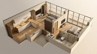 Floor plan of 1 BHK 326 Sq. Ft. Apartment in Rustomjee Bella Phase 1, Mumbai