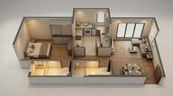 Floor plan of 1 BHK 425 Sq. Ft. Apartment in Rustomjee Bella Phase 1, Mumbai