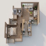 Floor plan of 1 BHK 453 Sq. Ft. Apartment in Provident Palmvista, Thane