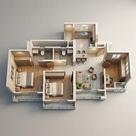 Floor plan of 2 BHK 811 Sq. Ft. Apartment in Provident Palmvista, Thane
