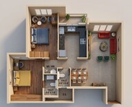 Floor plan of 2 BHK 772 Sq. Ft. Apartment in Arihant Advika, Navi Mumbai