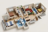 Floor plan of 3 BHK 807 Sq. Ft. Apartment in Arihant Advika, Navi Mumbai