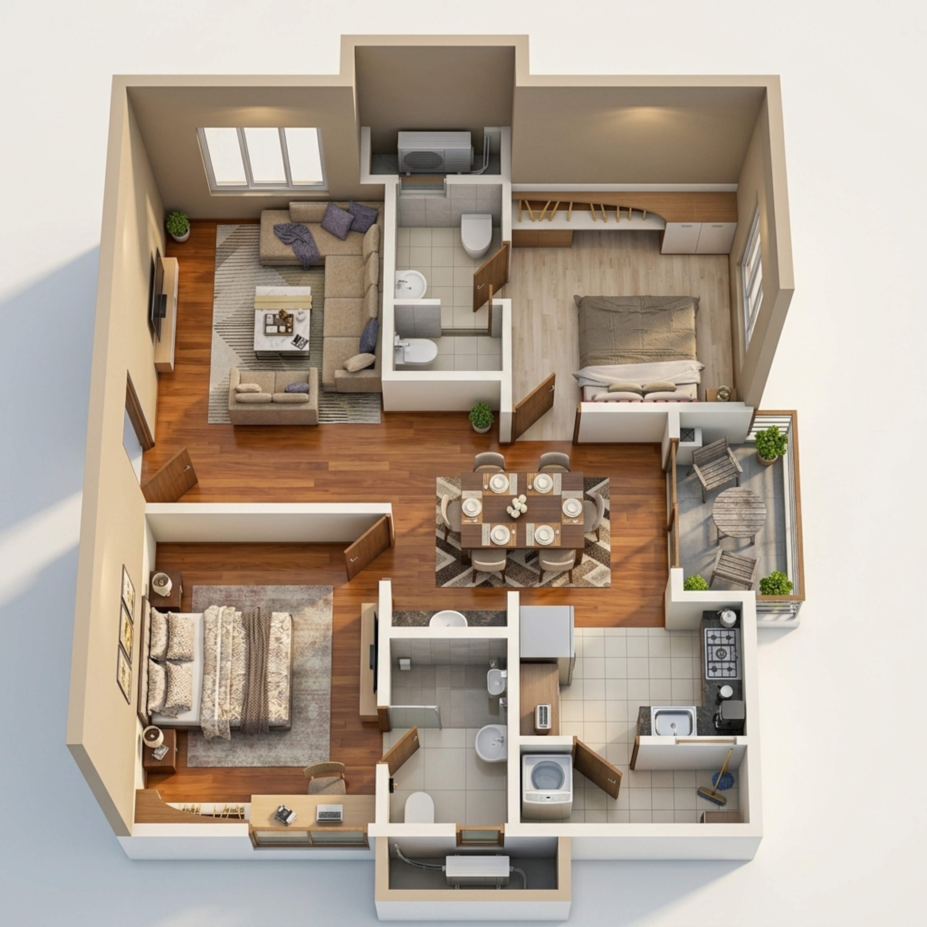 Floor plan of 2 BHK 1065 Sq. Ft. Apartment in Ramky One Symphony, Hyderabad