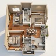 Floor plan of 2 BHK 1065 Sq. Ft. Apartment in Ramky One Symphony, Hyderabad