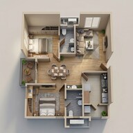 Floor plan of 2 BHK 1265 Sq. Ft. Apartment in Ramky One Symphony, Hyderabad