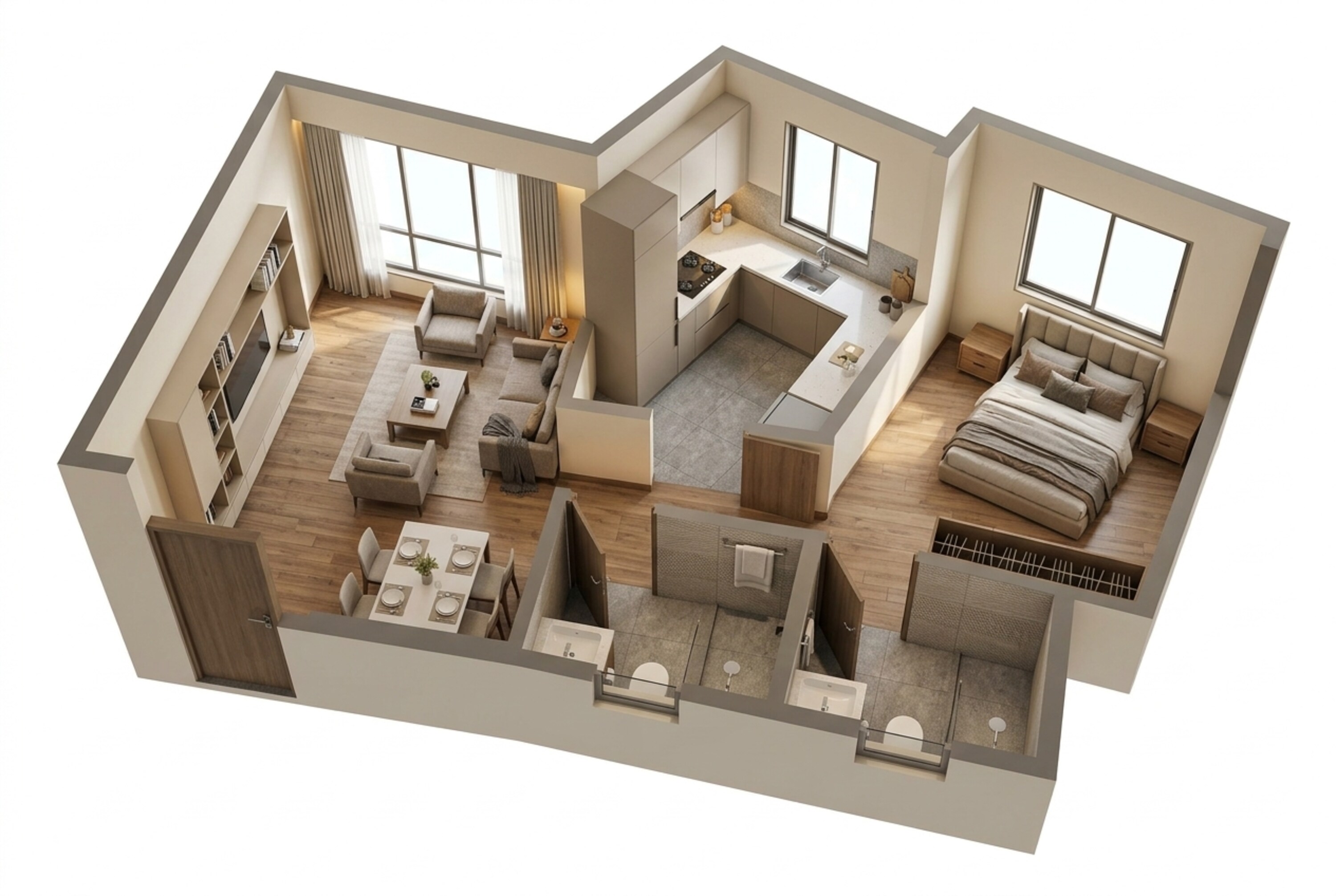 Floor plan of 1 BHK 459 Sq. Ft. Apartment in Mahindra Alcove Wing D And E, Mumbai