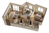 Floor plan of 1 BHK 459 Sq. Ft. Apartment in Mahindra Alcove Wing D And E, Mumbai