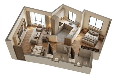 Floor plan of 1 BHK 459 Sq. Ft. Apartment in Mahindra Alcove Wing D And E, Mumbai