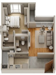 Floor plan of 1 BHK 390 Sq. Ft. Apartment in Sheth Auris Ilaria Tower A, Mumbai