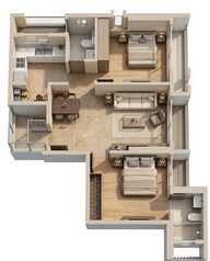 Floor plan of 2 BHK 570 Sq. Ft. Apartment in Sheth Auris Ilaria Tower A, Mumbai