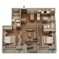 Floor plan of 2 BHK 590 Sq. Ft. Apartment in Sheth Auris Ilaria Tower A, Mumbai