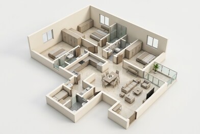 Floor plan of 3 BHK 1884 Sq. Ft. Apartment in Sobha Royal Pavilion Phase 7, Bangalore