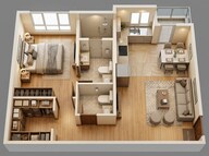 Floor plan of 1 BHK 457 Sq. Ft. Apartment in Mahindra Vicino, Mumbai