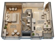 Floor plan of 1 BHK 518 Sq. Ft. Apartment in Mahindra Vicino, Mumbai