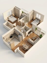 Floor plan of 2 BHK 655 Sq. Ft. Apartment in Mahindra Vicino, Mumbai