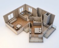 Floor plan of 1 BHK 689 Sq. Ft. Apartment in Sahu City, Lucknow