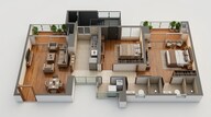 Floor plan of 2 BHK 1175 Sq. Ft. Apartment in Sahu City, Lucknow