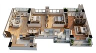 Floor plan of 3 BHK 1489 Sq. Ft. Apartment in Sahu City, Lucknow