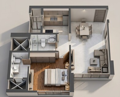 Floor plan of 1 BHK 485 Sq. Ft. Apartment in Piramal Revanta Ravin, Mumbai