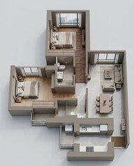 Floor plan of 2 BHK 660 Sq. Ft. Apartment in Piramal Revanta Ravin, Mumbai