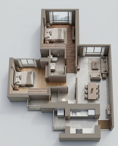 Floor plan of 2 BHK 660 Sq. Ft. Apartment in Piramal Revanta Ravin, Mumbai