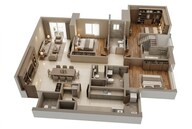Floor plan of 3 BHK 1450 Sq. Ft. Apartment in Piramal Mahalaxmi Central Tower, Mumbai