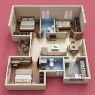 Floor plan of 3 BHK 1010 Sq. Ft. Apartment in Shriram Codename Break Free, Bangalore