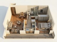 Floor plan of 1 BHK 403 Sq. Ft. Apartment in Shapoorji Pallonji Sarova, Mumbai