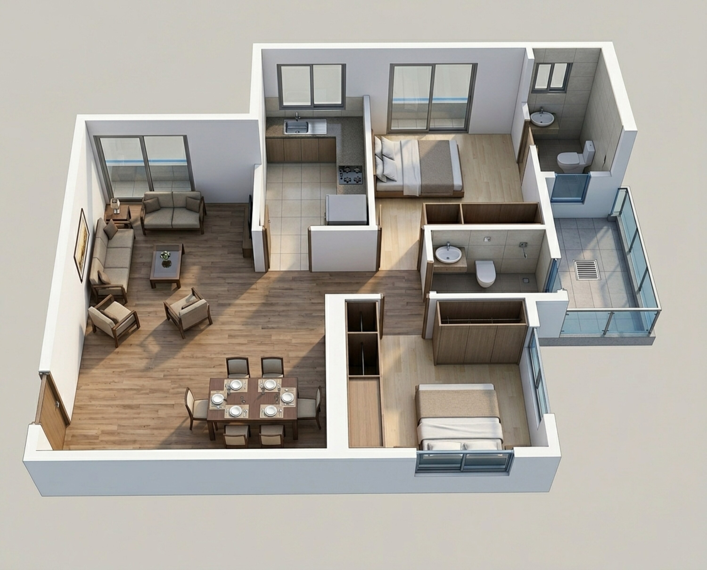 Floor plan of 2 BHK 600 Sq. Ft. Apartment in Shapoorji Pallonji Sarova, Mumbai