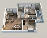 Floor plan of 2 BHK 600 Sq. Ft. Apartment in Shapoorji Pallonji Sarova, Mumbai