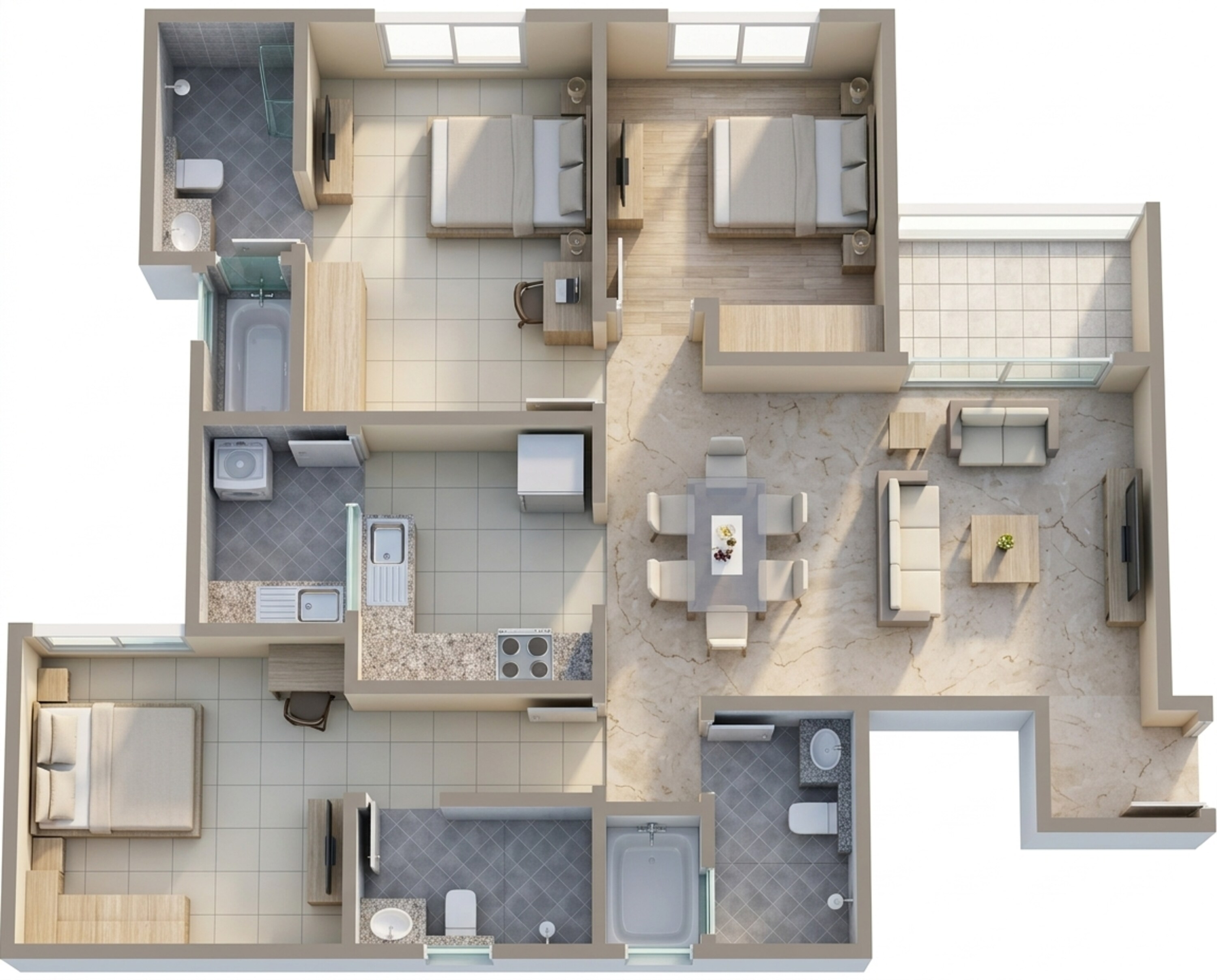 Floor plan of 3 BHK 1401 Sq. Ft. Apartment in Sobha Royal Pavilion Phase 6, Bangalore