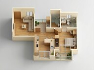 Floor plan of 1 BHK 727 Sq. Ft. Apartment in Sobha Dream Gardens, Bangalore