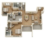 Floor plan of 2 BHK 1302 Sq. Ft. Apartment in Sobha Royal Pavilion Phase 3, Bangalore