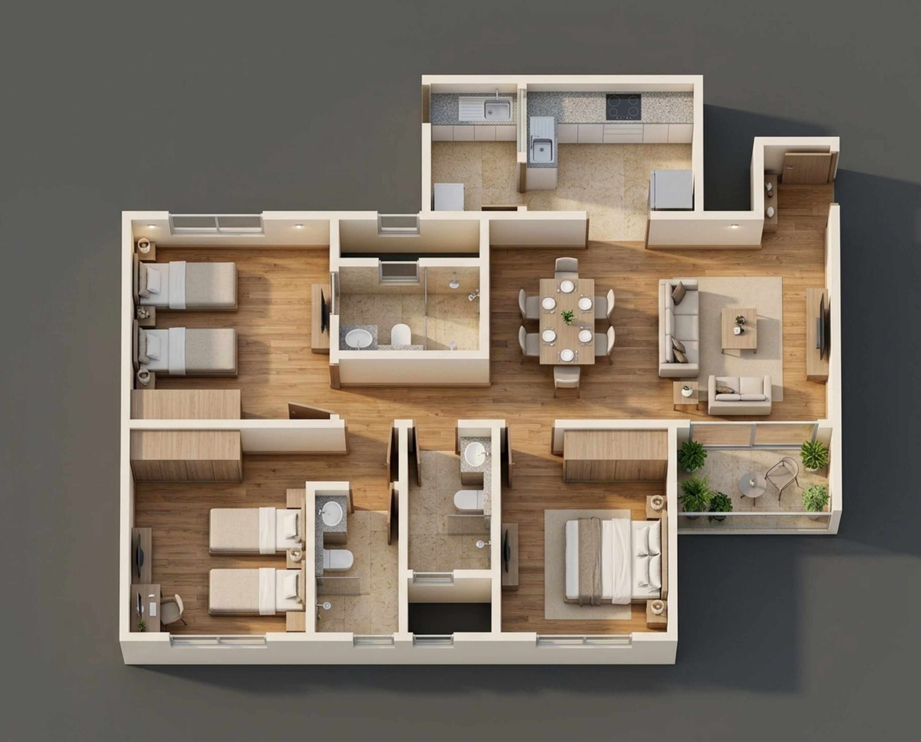 Floor plan of 3 BHK 1490 Sq. Ft. Apartment in Sobha Royal Pavilion Phase 3, Bangalore