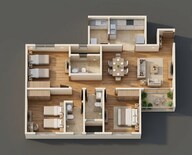 Floor plan of 3 BHK 1490 Sq. Ft. Apartment in Sobha Royal Pavilion Phase 3, Bangalore