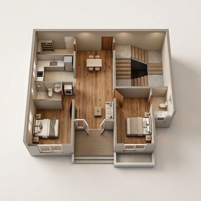 Floor plan of 2 BHK 800 Sq. Ft. Apartment in VTP Blue Waters, Pune