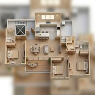 Floor plan of 3 BHK 1005 Sq. Ft. Apartment in VTP Blue Waters, Pune