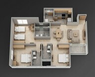 Floor plan of 3 BHK 1490 Sq. Ft. Apartment in Sobha Royal Pavilion Phase 5, Bangalore