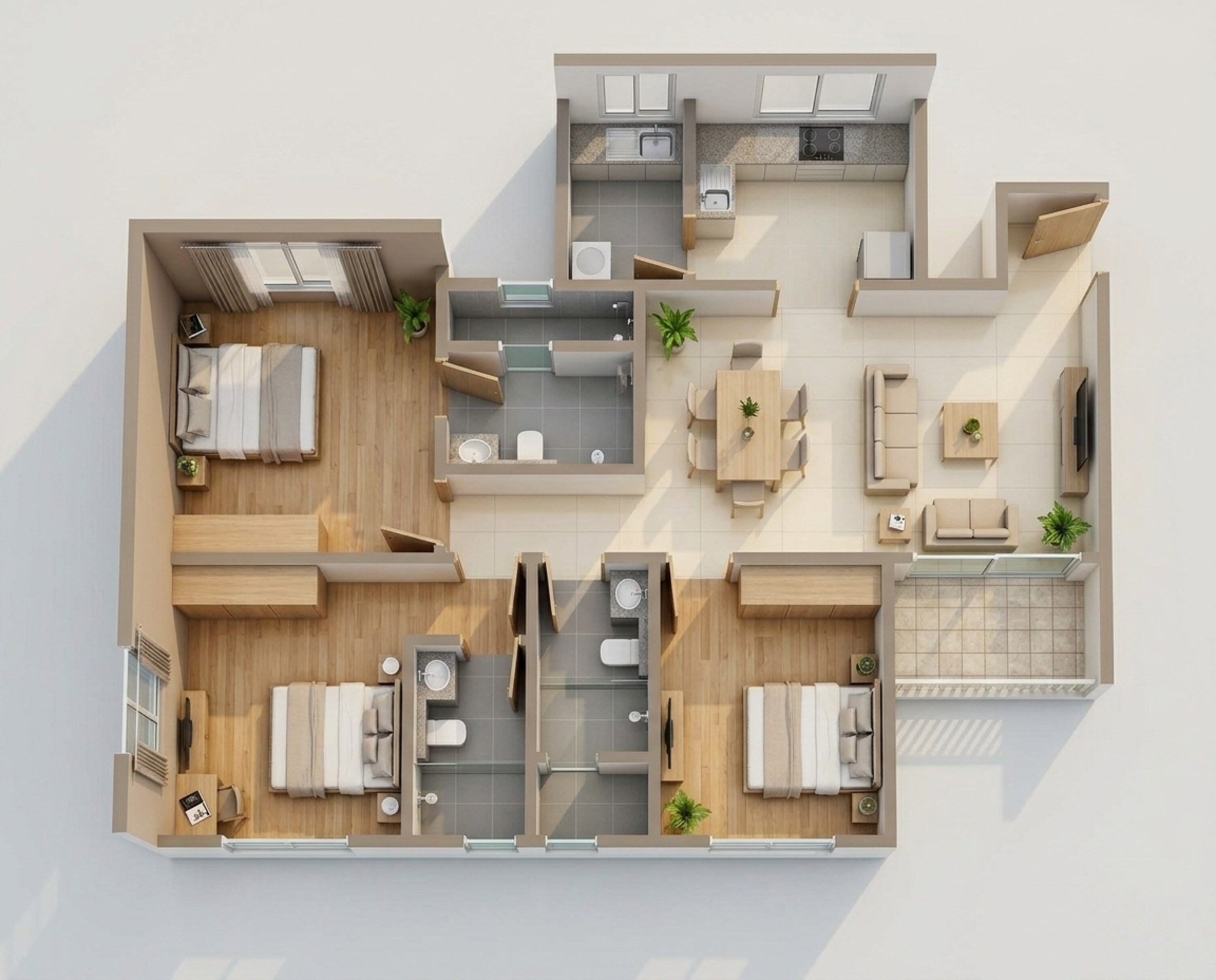 Floor plan of 3 BHK 1490 Sq. Ft. Apartment in Sobha Royal Pavilion Phase 8, Bangalore